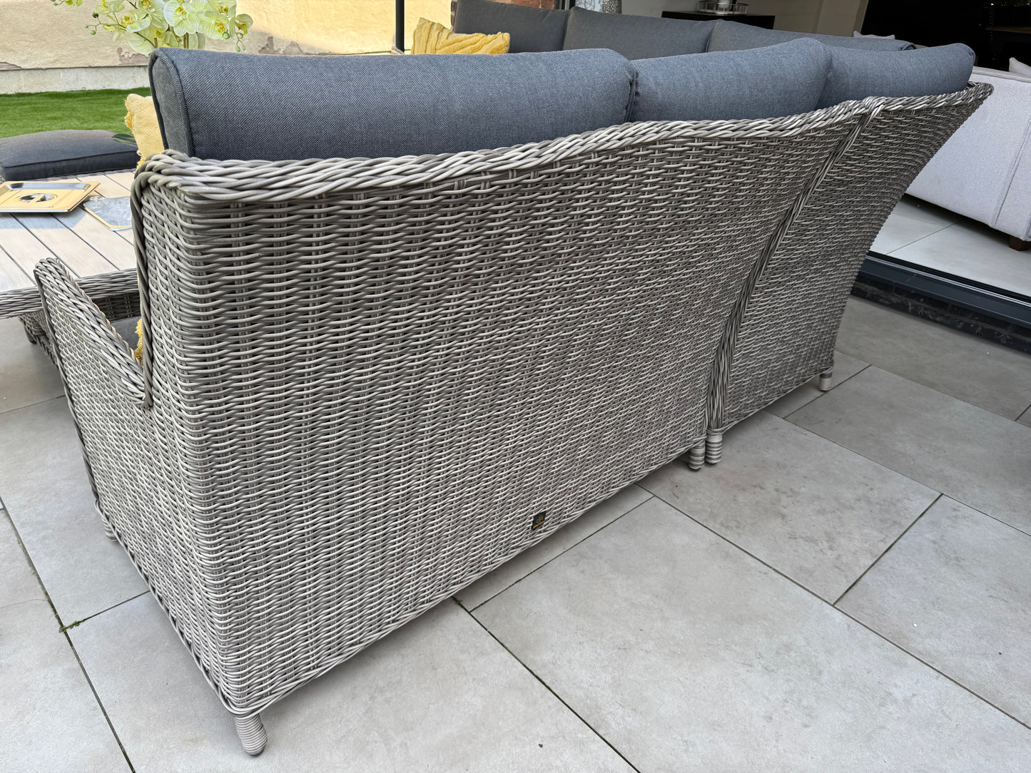 Bali Corner Sofa with Rise and Fall Ice Bucket Dining Table Grey