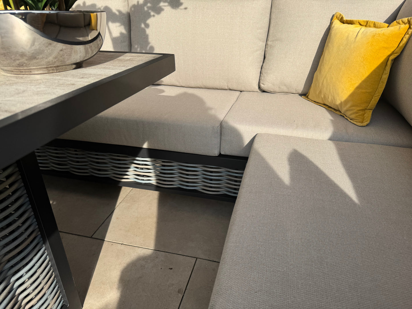 Liberty Aluminium Corner Sofa with Fire Pit Dining Table
