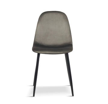 AMES Grey Velvet Upholstered Dining Chair with Black legs x 4 - The Outlet Home