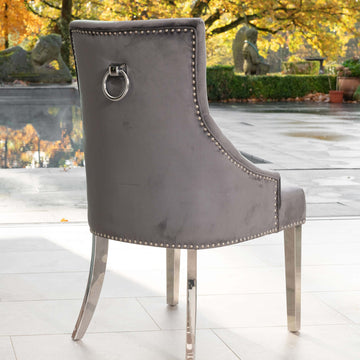 Arianna Grey Marble Dining Table with 4 or 6 Cheshire Chairs Dark Grey - The Outlet Home