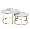 Art Deco Marble MDF Nesting Coffee Table - White - The Outlet Home