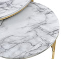 Art Deco Marble MDF Nesting Coffee Table - White - The Outlet Home