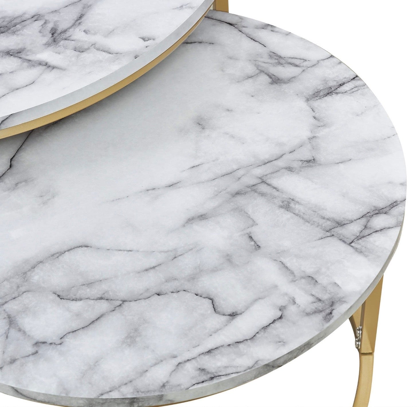 Art Deco Marble MDF Nesting Coffee Table - White - The Outlet Home