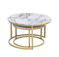 Art Deco Marble MDF Nesting Coffee Table - White - The Outlet Home