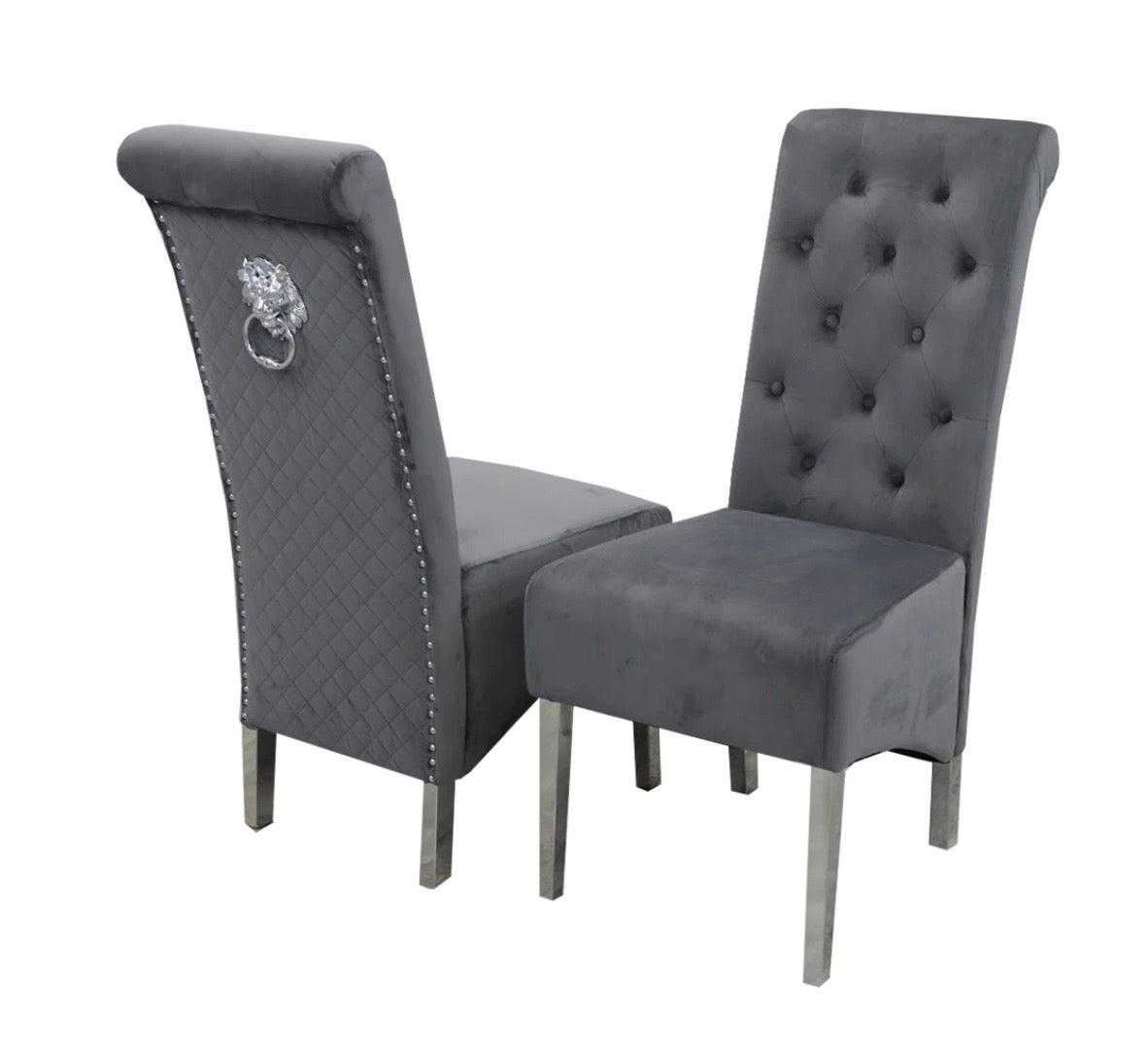 Emma Plush Velvet Lion Knocker Dining Chair - Main Image