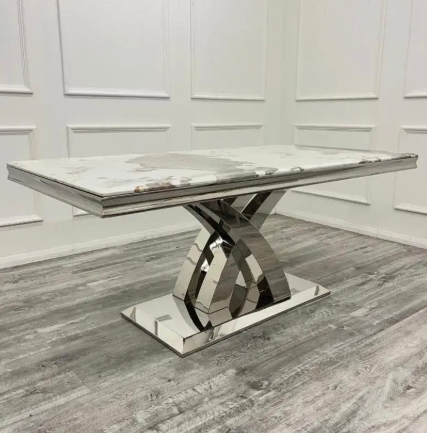 Brand New Milan 1.8 Dining Table with Chelmsford Dining Chairs - The Outlet Home