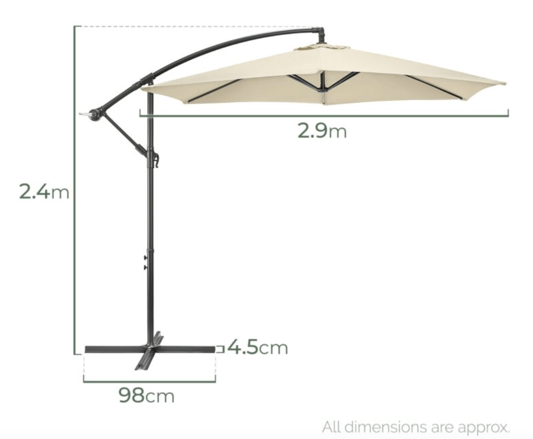 Cantilever Parasol 3m Cream - The Outlet Home