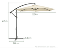 Cantilever Parasol 3m Cream - The Outlet Home