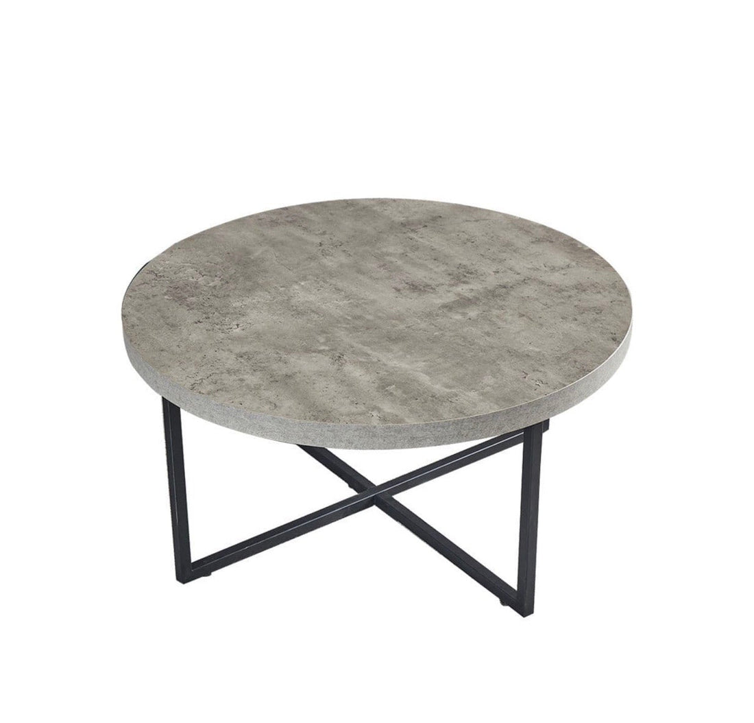 Danny MDF Round Coffee Table with Concrete Effect - The Outlet Home