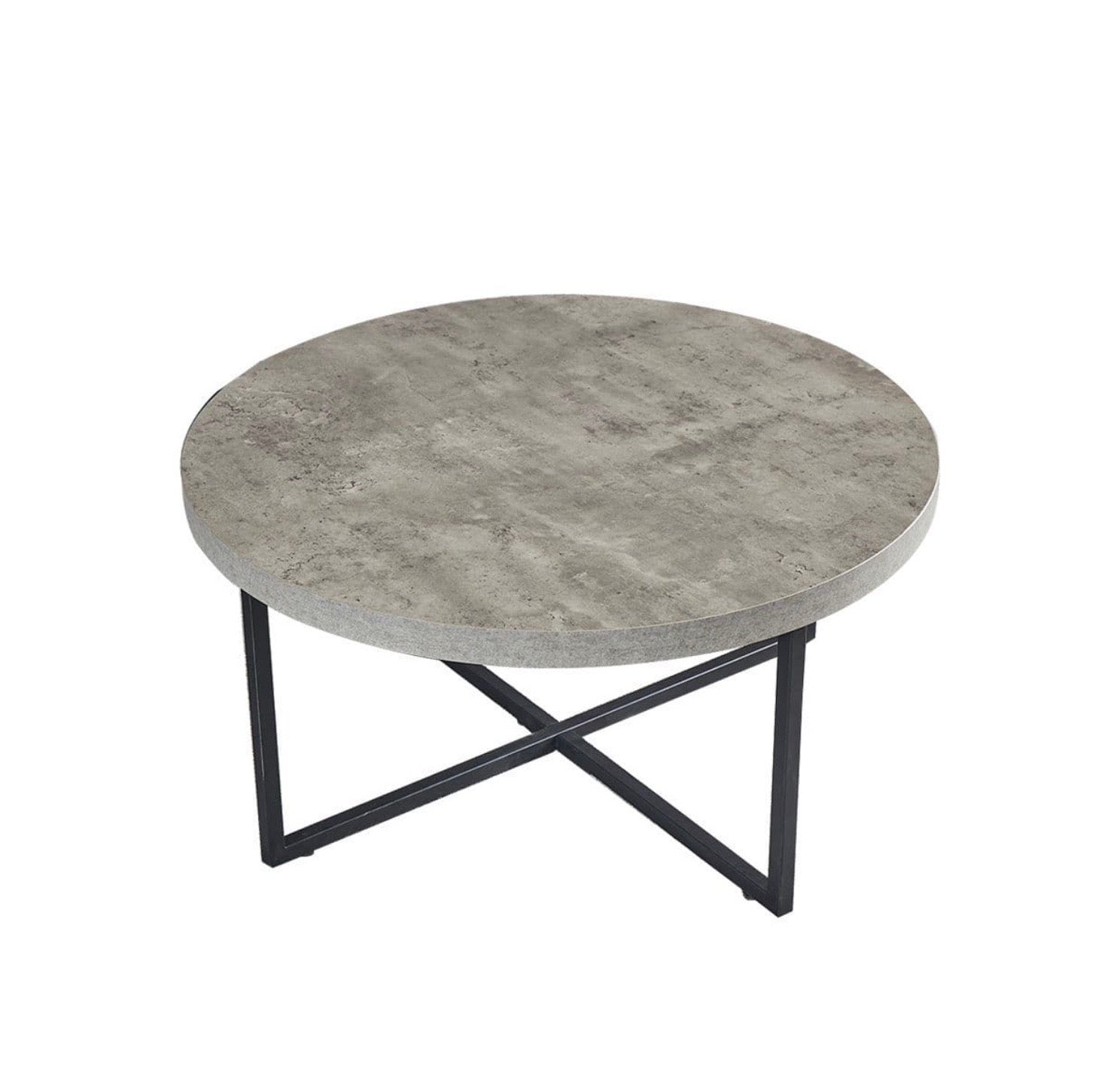 Danny MDF Round Coffee Table with Concrete Effect - The Outlet Home