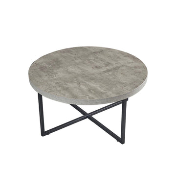 Danny MDF Round Coffee Table with Concrete Effect - The Outlet Home