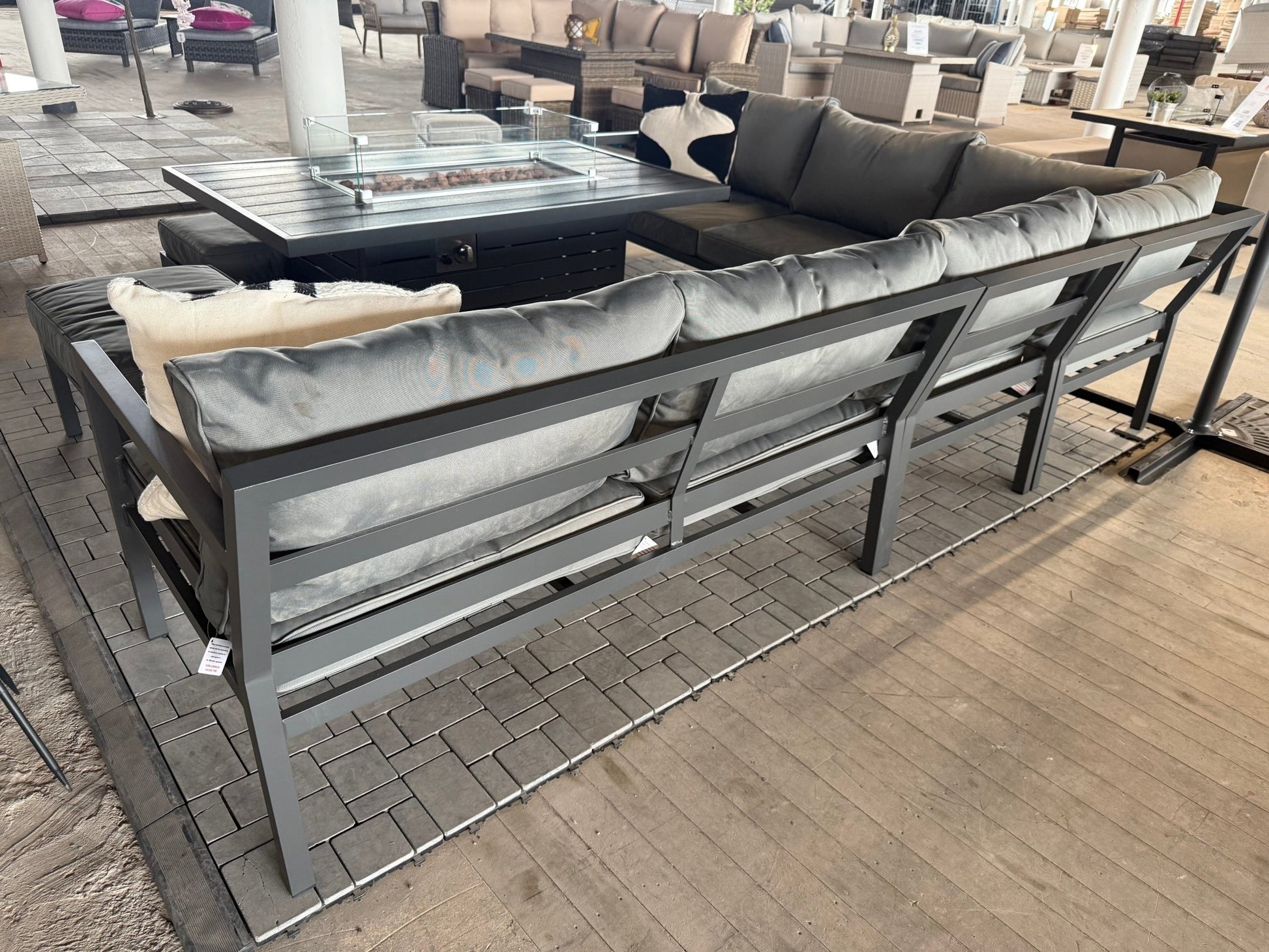 Ex Display Miami Black Aluminium Corner Sofa Set with Fire Pit Table - The Outlet Home