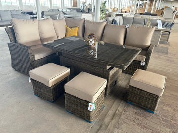 Ex Display Monte Carlo Corner Sofa Set with Rise & Fall Dining Table - The Outlet Home