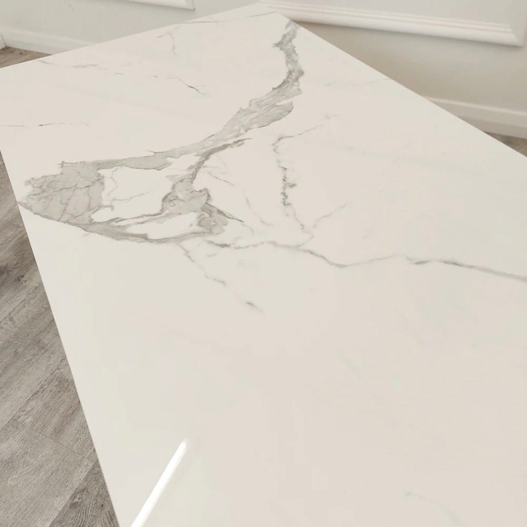 Geo Gold Coffee Table with Polar White Sintered Top - The Outlet Home