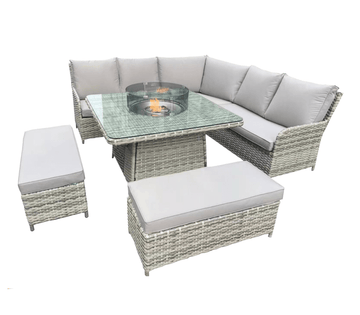 Jumeirah Corner Dining Set with Fire Pit - The Outlet Home