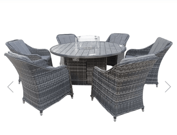 Marbella 6 Seat Rattan Fire Pit Garden Furniture - The Outlet Home