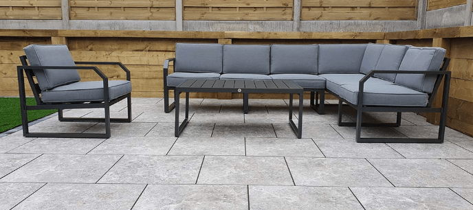 Sofia Aluminium Corner Sofa Grey in grey - The Outlet Home