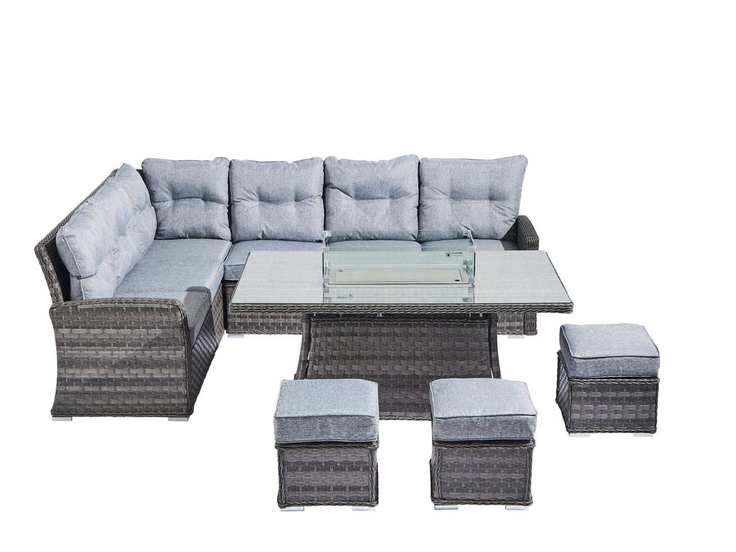 St Tropez Grande Rattan Corner Sofa Set with Fire Pit Table - The Outlet Home