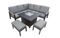 Stockholm Aluminium 7 Seater Rattan Garden Furniture Gas Fire Pit Set - The Outlet Home