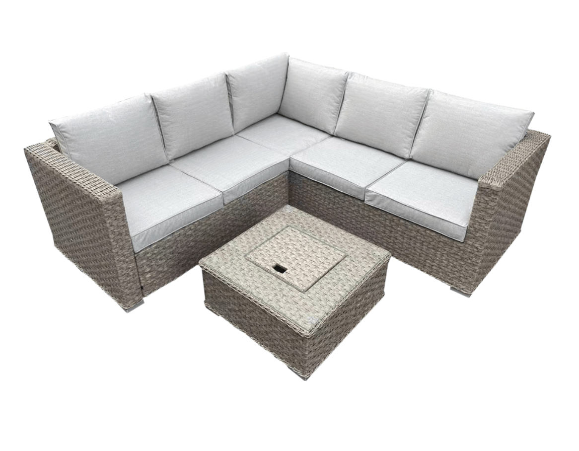 Stockholm Rattan Corner Sofa Set WITH Ice Bucket Coffee Tbale - The Outlet Home