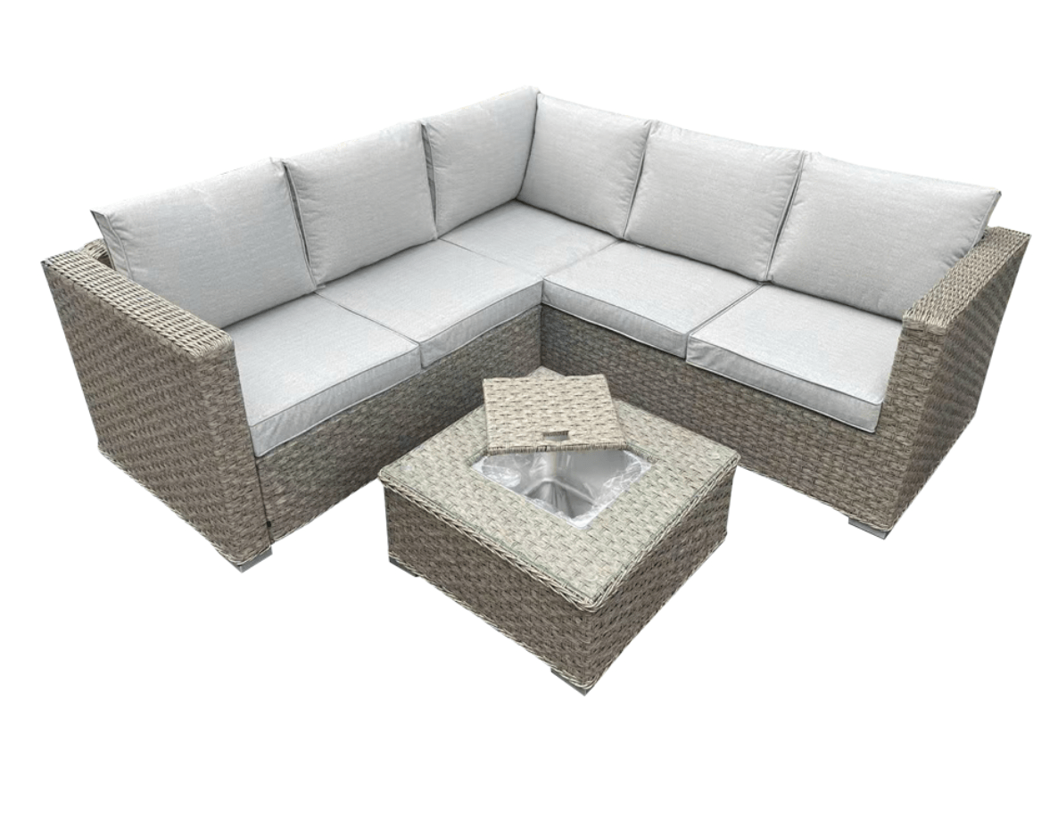 Stockholm Rattan Corner Sofa Set WITH Ice Bucket Coffee Tbale - The Outlet Home