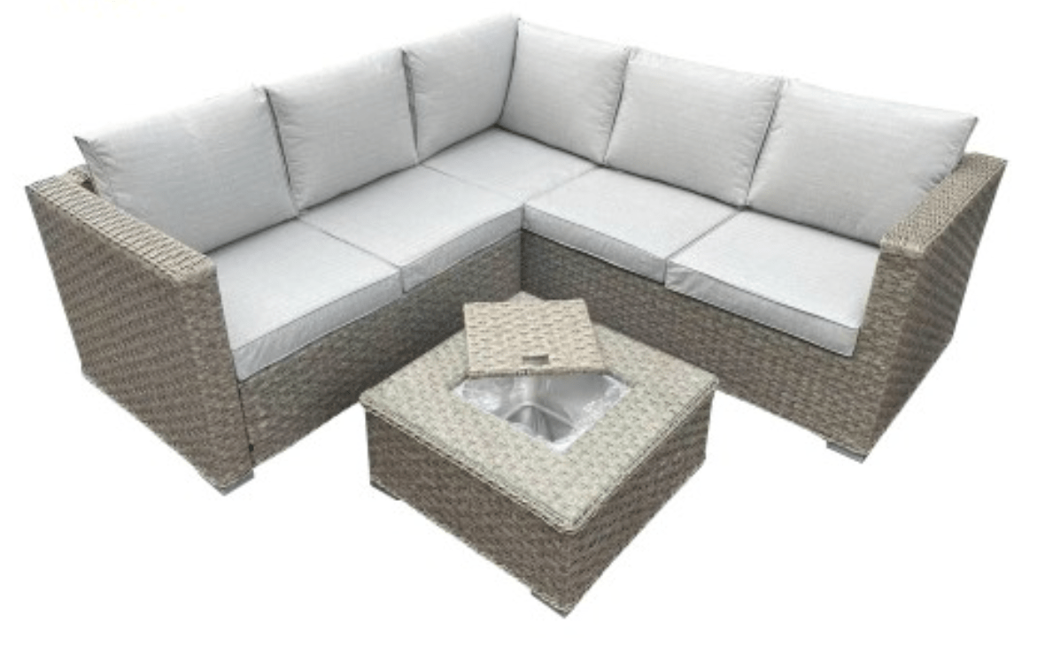Stockholm Rattan Corner Sofa Set WITH Ice Bucket Coffee Tbale - The Outlet Home