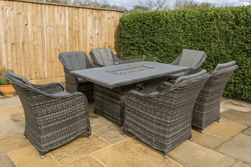 The Oxford 6 Seat Fire Pit Dining Set - The Outlet Home