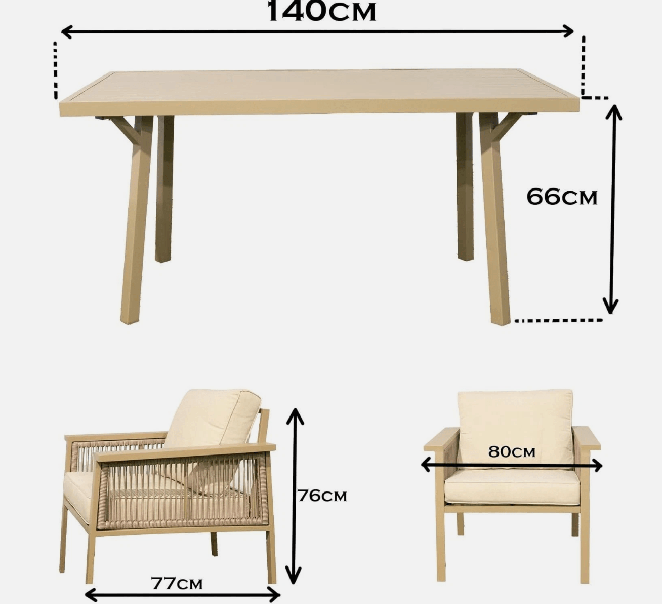 Tiki Aluminium Sofa Set with Dining Table - The Outlet Home