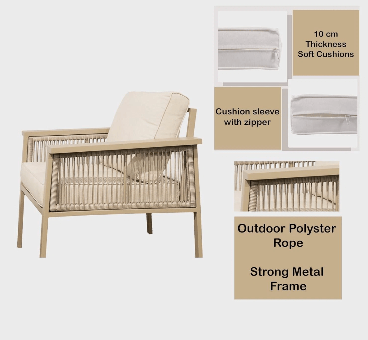 Tiki Aluminium Sofa Set with Dining Table - The Outlet Home