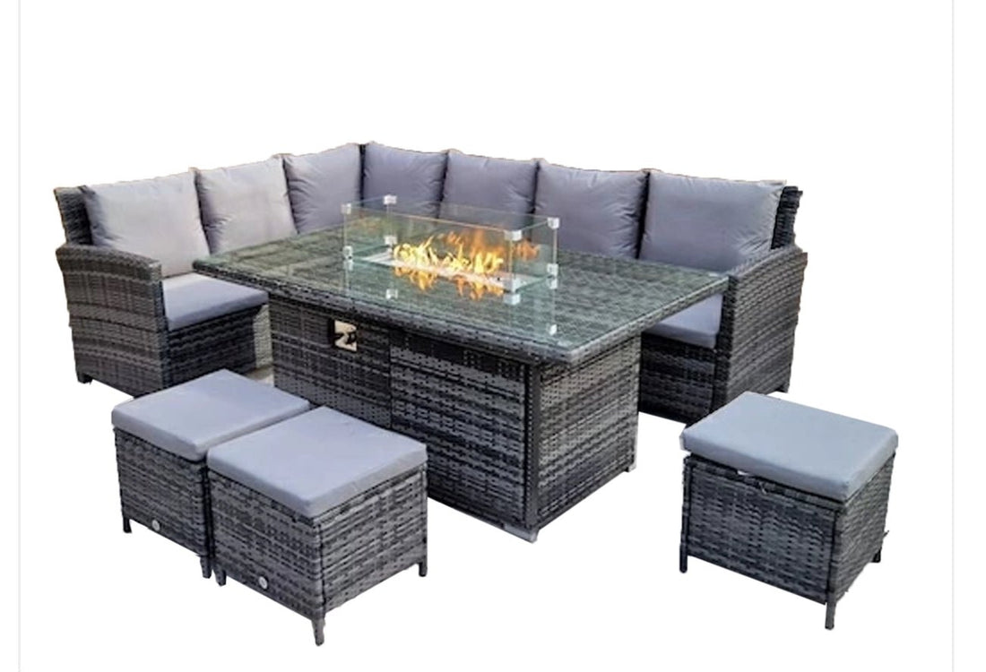 Venice Corner Sofa with Fire Pit Dining Table - The Outlet Home