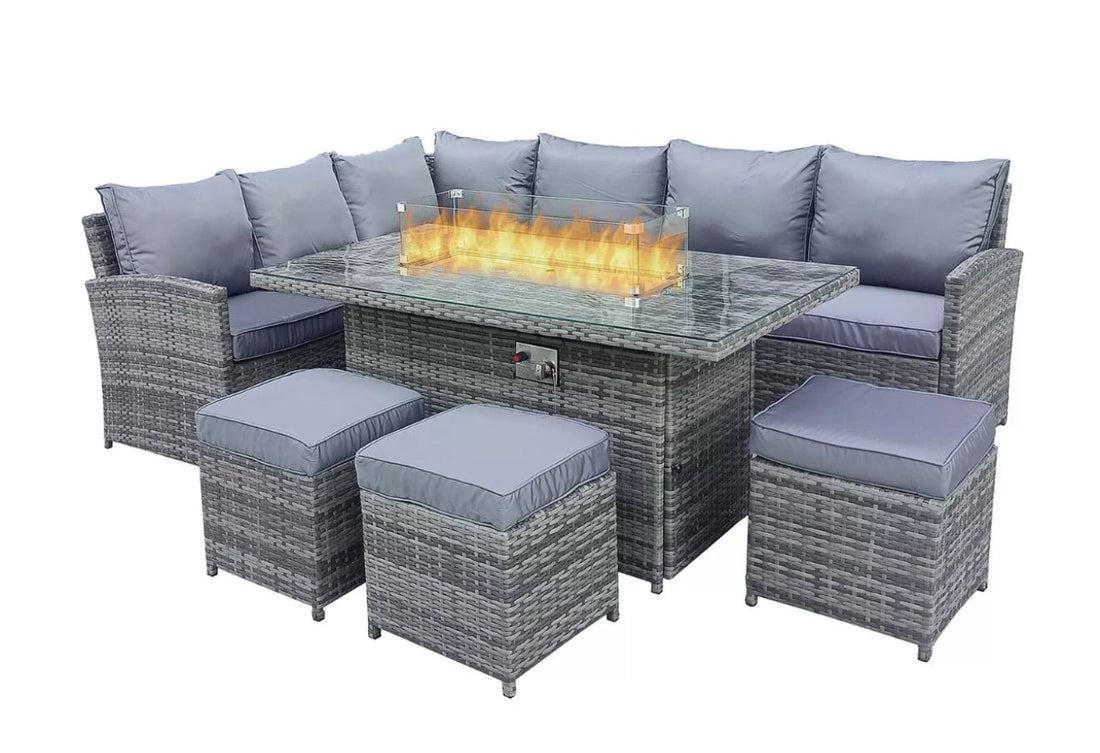 Venice Corner Sofa with Fire Pit Dining Table - The Outlet Home