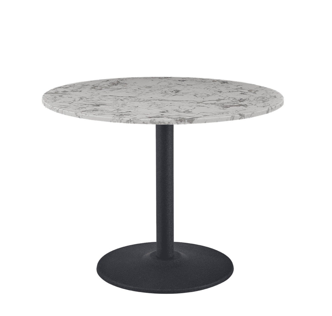 White Round Marble Dining Table Black Leg - 90cm - The Outlet Home