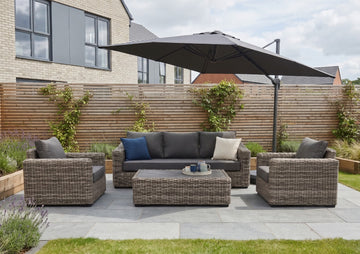 Marseille Luxury Rattan Sofa Set in Grey - Pre-order due end of August - Order by 25th August for Free Parasol & Weather Cover