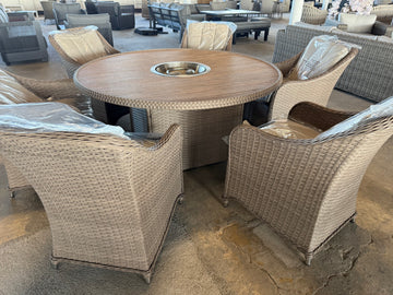 Ex Display Marbella 6 Seat Round Fire Pit Dining Set