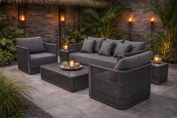 Bali Luxury Sofa Set Grey- Pre-order due May - Order By 12th March For Free Parasol & Weather Cover