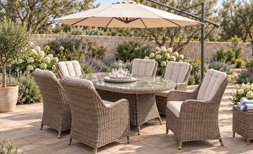 Antigua Natural 6 Seat Oval Dining Set with Lazy Susan Pre Order 23rd November