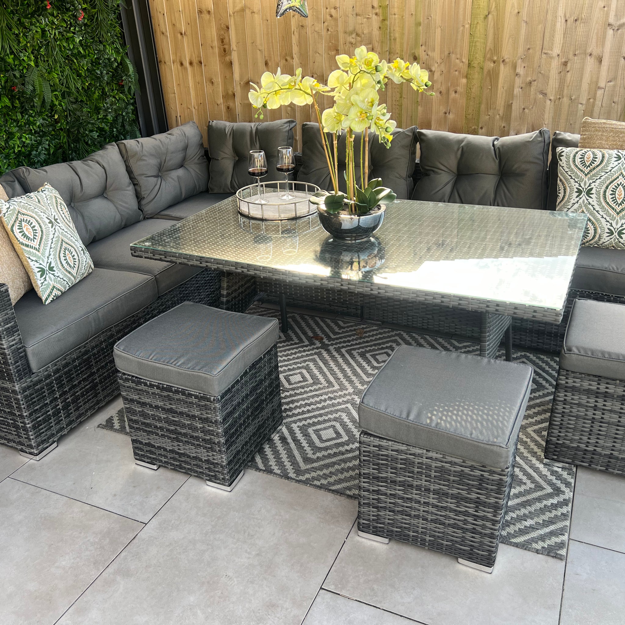 Hampton Rattan Corner Sofa Casual Dining Set Grey or Brown - Pre-order due in mid June