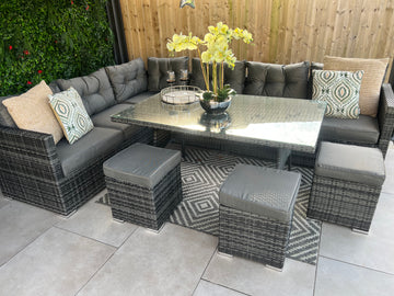 Hampton Rattan Corner Sofa Casual Dining Set Grey or Brown - Pre-order due in mid June