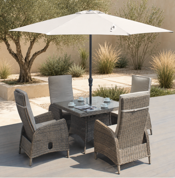 Cookstown Luxury 4 Seat Recliner  Dining Set - Dubai Sand