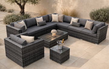 Georgia Luxury Modular Corner Sofa Set – Grey Ribbon Weave