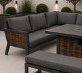Amber Aluminium Corner Sofa with Fire Pit Dining Table Including Arm - In Stock - The Outlet Home