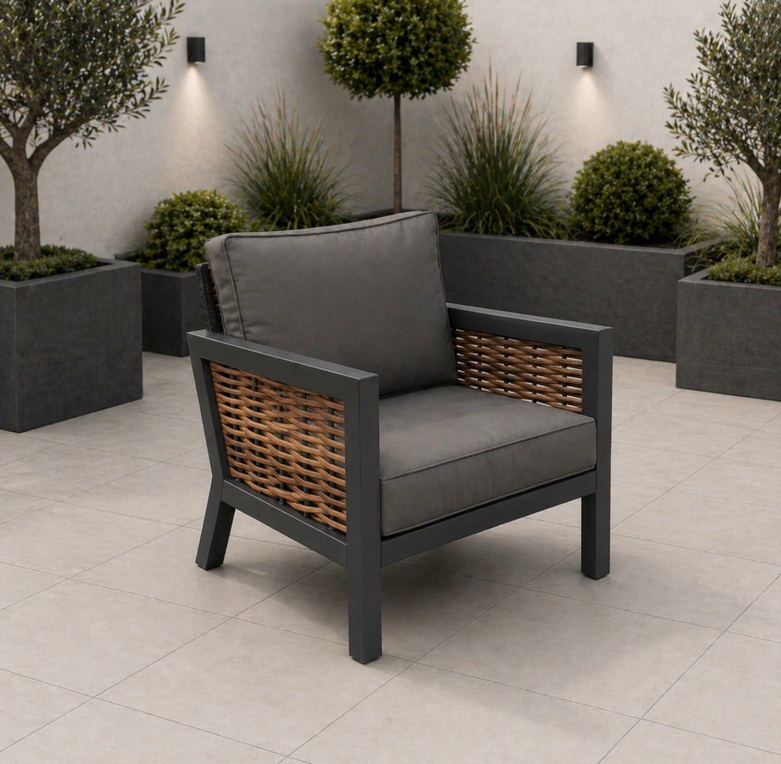 Amber Aluminium Luxury Corner Sofa with Rise and Fall Dining Table - In Stock - The Outlet Home