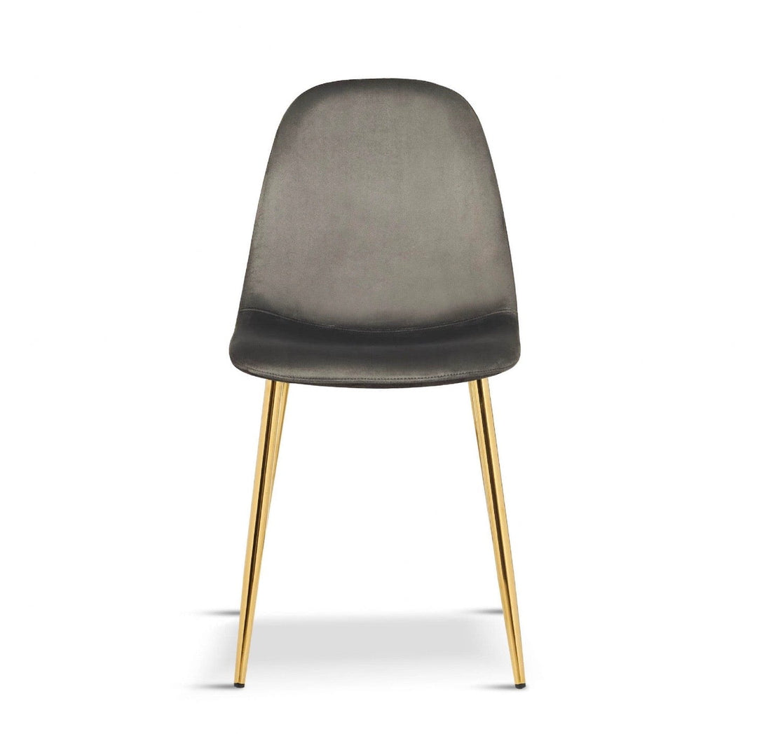 AMES Light Grey Velvet Upholstered Dining Chair x 4 - The Outlet Home