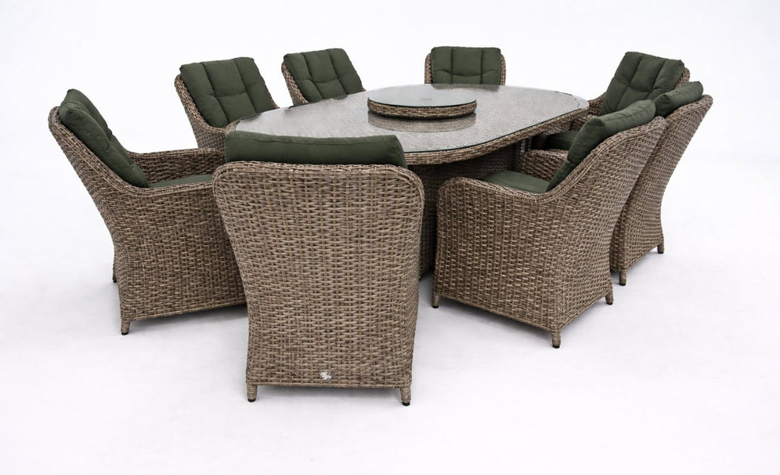 Antigua 6 Seat Oval Dining Set with Lazy Susan - Pre - order due May - The Outlet Home