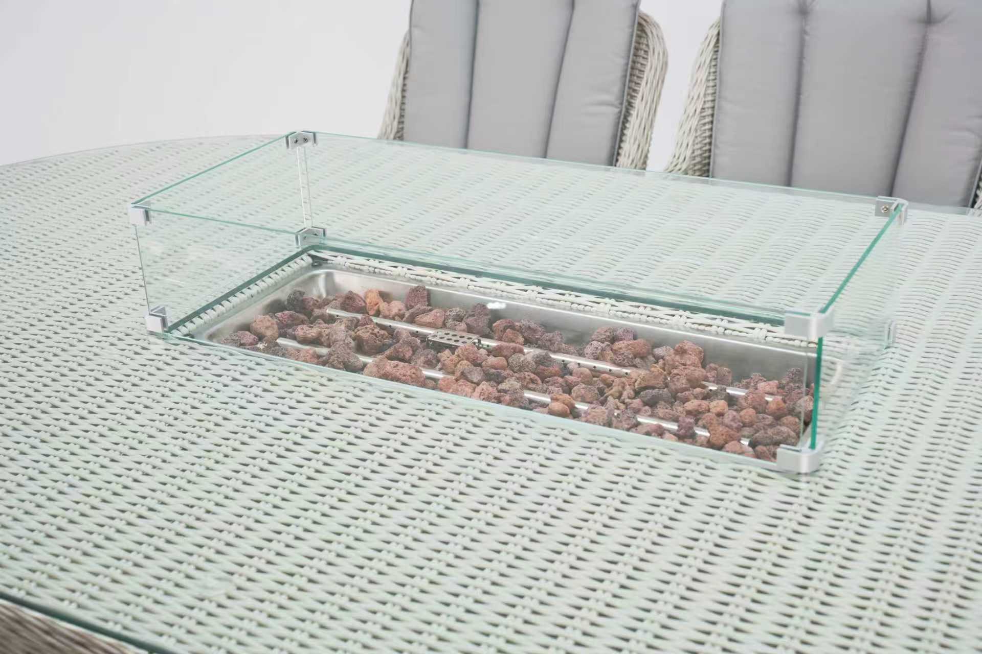 Antigua 8 Seat Oval Dining Set with Fire Pit - Delivery January 2026 - The Outlet Home