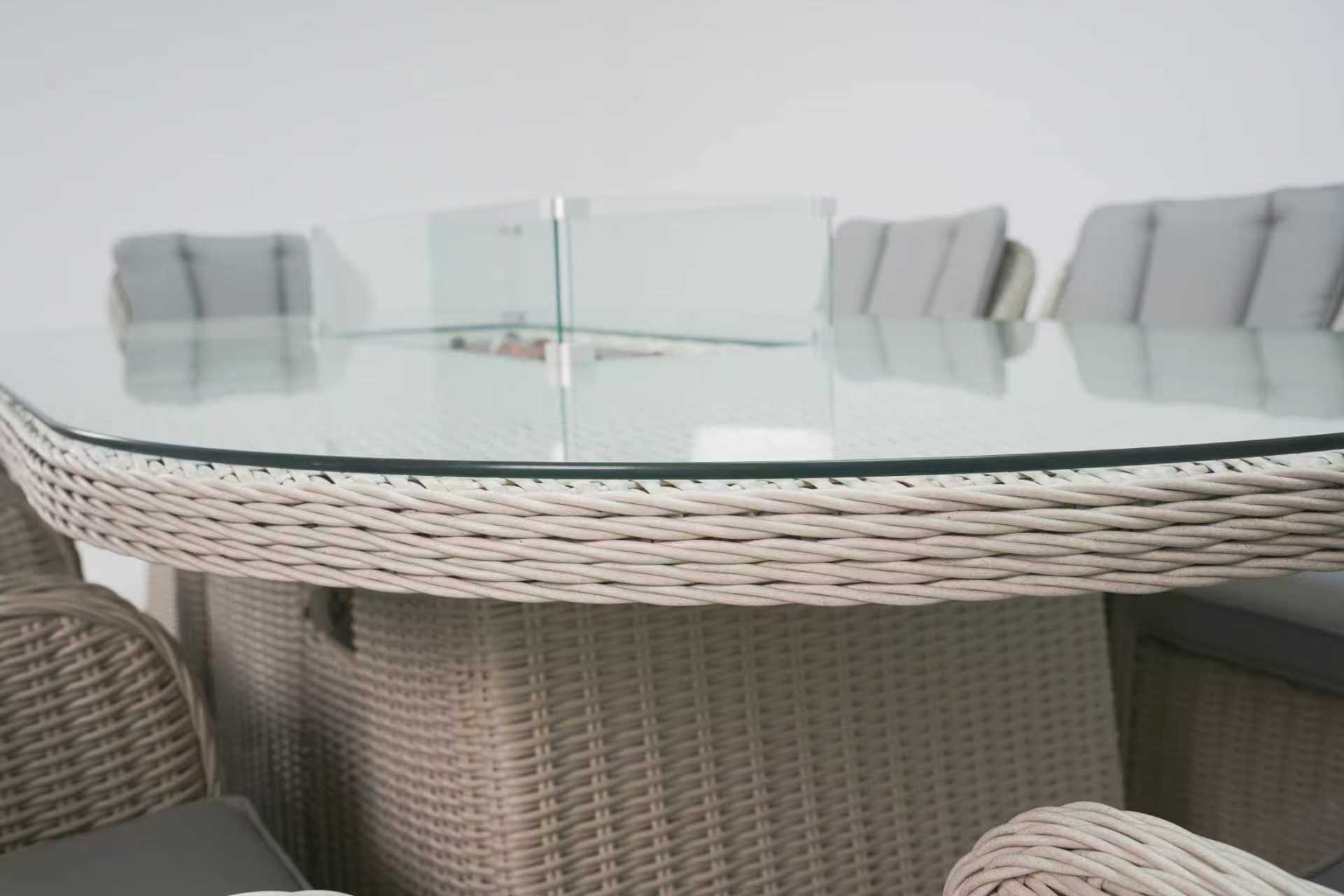 Antigua 8 Seat Oval Dining Set with Fire Pit - Delivery January 2026 - The Outlet Home