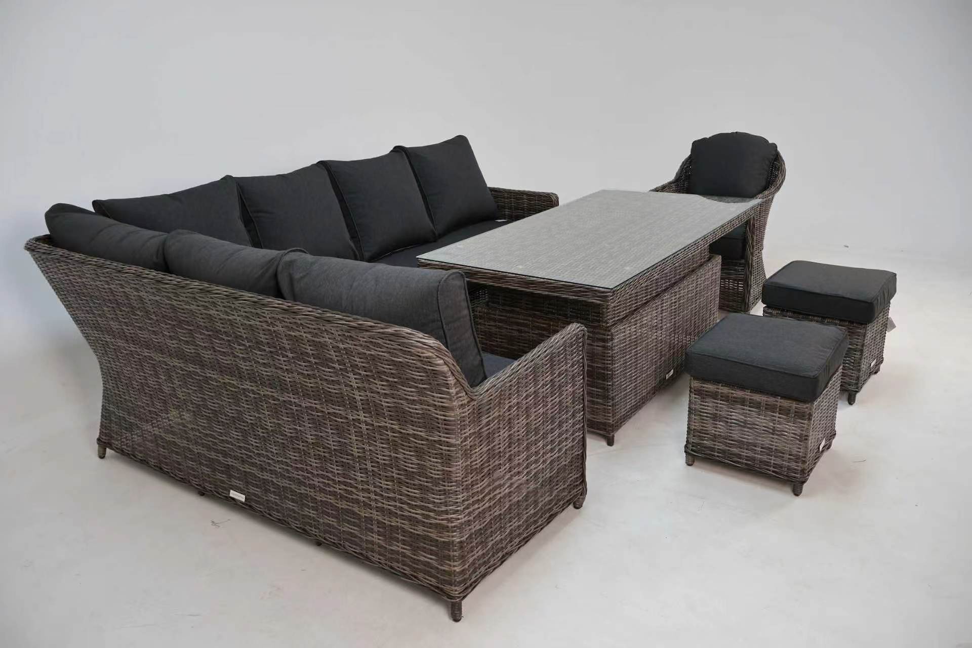 Antigua Corner Sofa Set with Rising Table Dark Grey - Pre-order due end of July - Order by 9th July for Free Parasol & Weather Cover - The Outlet Home