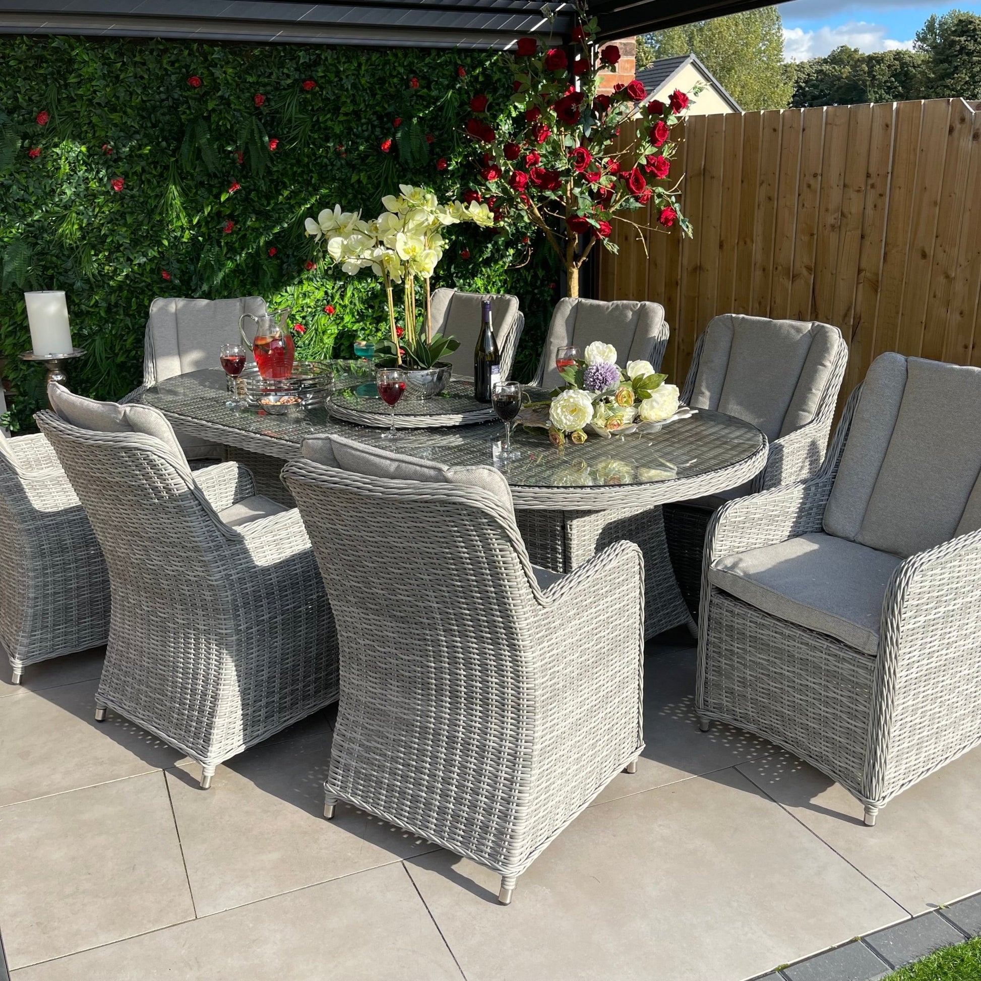 Antigua Luxury 8 Seat Dining Set with Lazy Susan - Pre - order due end of July - The Outlet Home