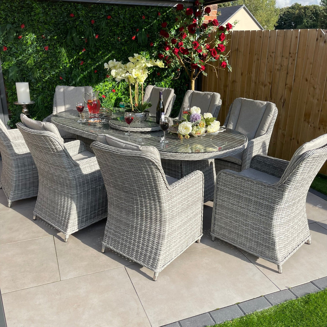 Antigua Luxury 8 Seat Dining Set with Lazy Susan - Pre - order due end of July - The Outlet Home