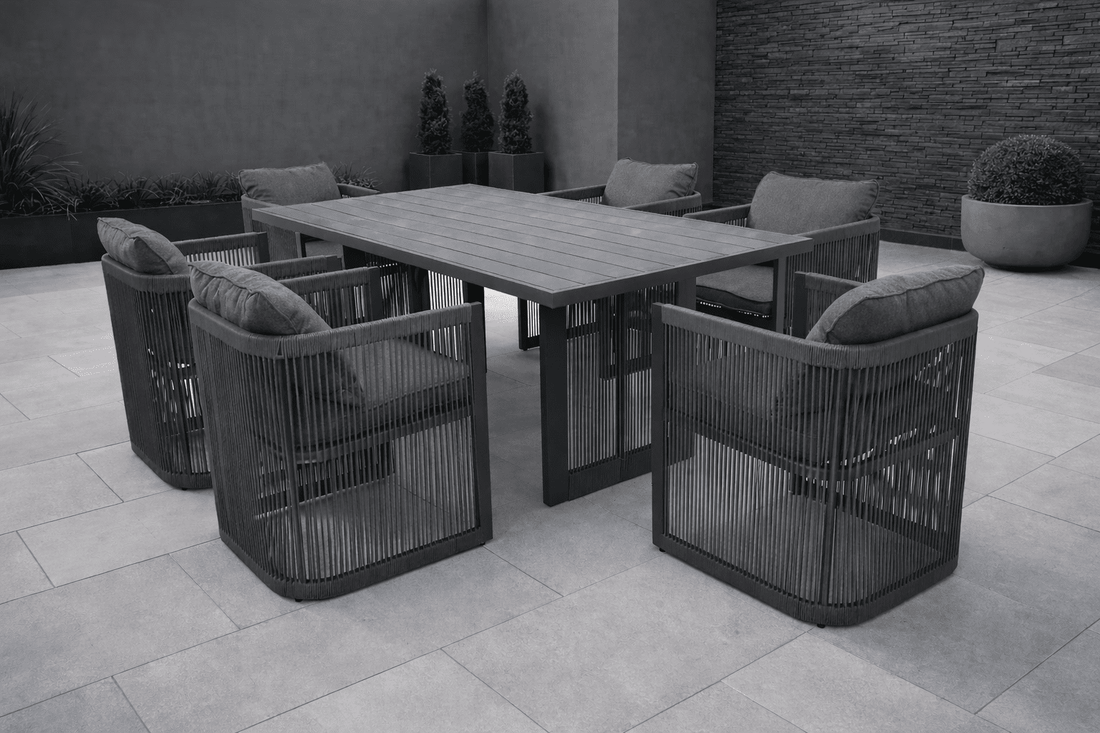 Aria Luxury Aluminium 6 Seat Dining Set - Pre - order March 2026 - The Outlet Home